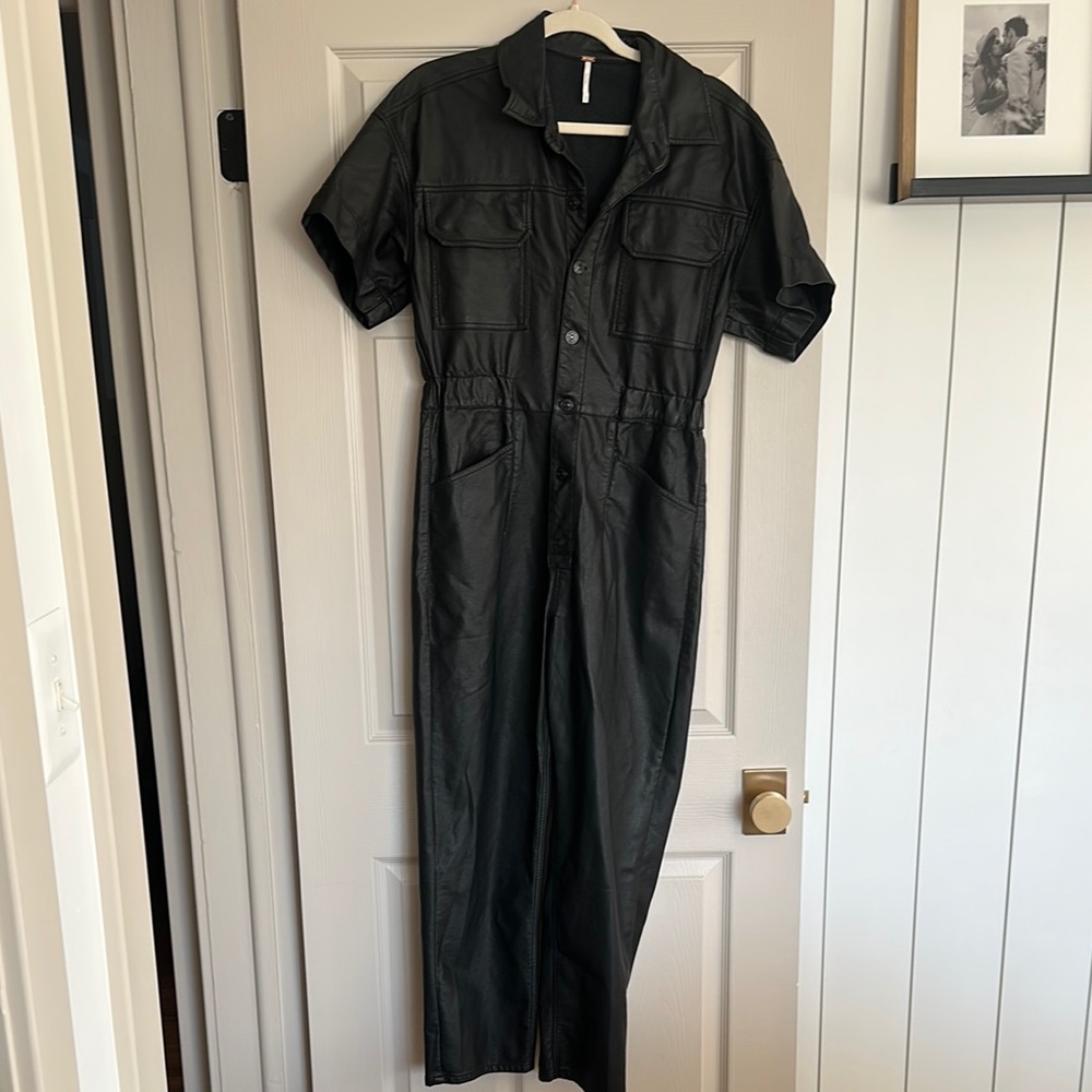 Free people pleather jumpsuit
